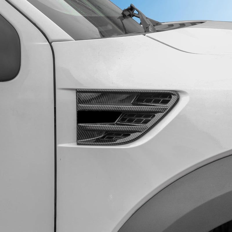 Jimen Fit for Ford F-150 SVT Raptor 2009-2014, 2PCS Car Side Fender Vent Cover Trim (Carbon Fiber) - Image 5